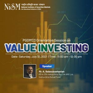 PGDM'23 Orientation Session on Value Investing session by Mr A Balasubramanian