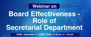 Webinar on Board Effectiveness Role of Secretarial Department